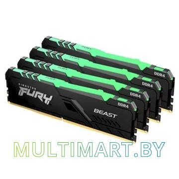 Оперативная память Kingston Fury Beast RGB 4x8GB DDR4 PC4-24000 (KF430C15BBAK4/32)
